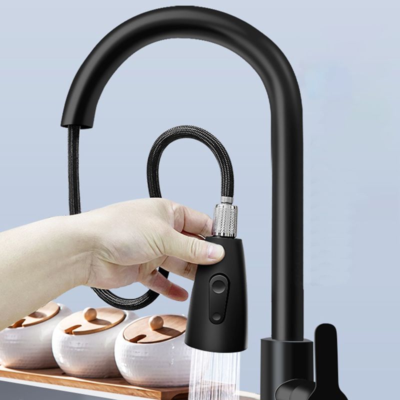 Modern Style Kitchen Faucet Copper Lever Handle Pull Down Kitchen Faucet