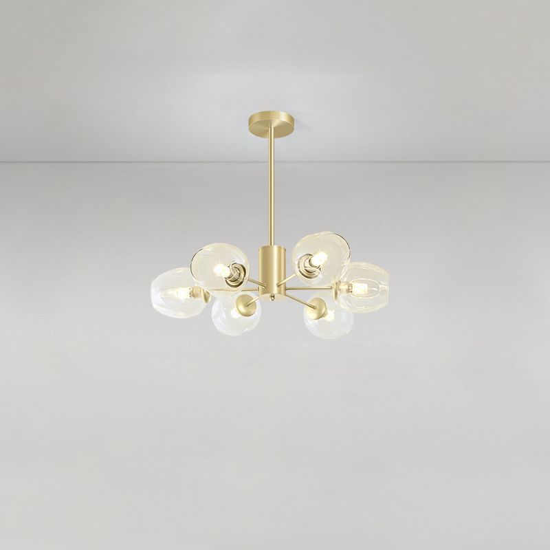 Dimpled Blown Glass Cup Chandelier Postmodern Gold Finish Hanging Lamp for Living Room