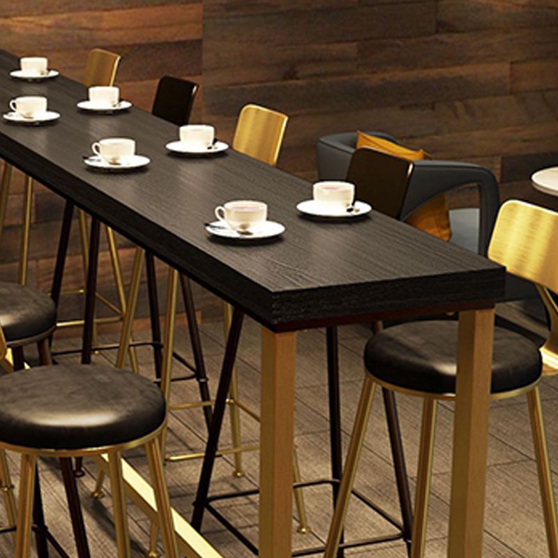 Glam Style Rectangle Bar Table Pine Solid Wood Bar Dining Table for Living Room