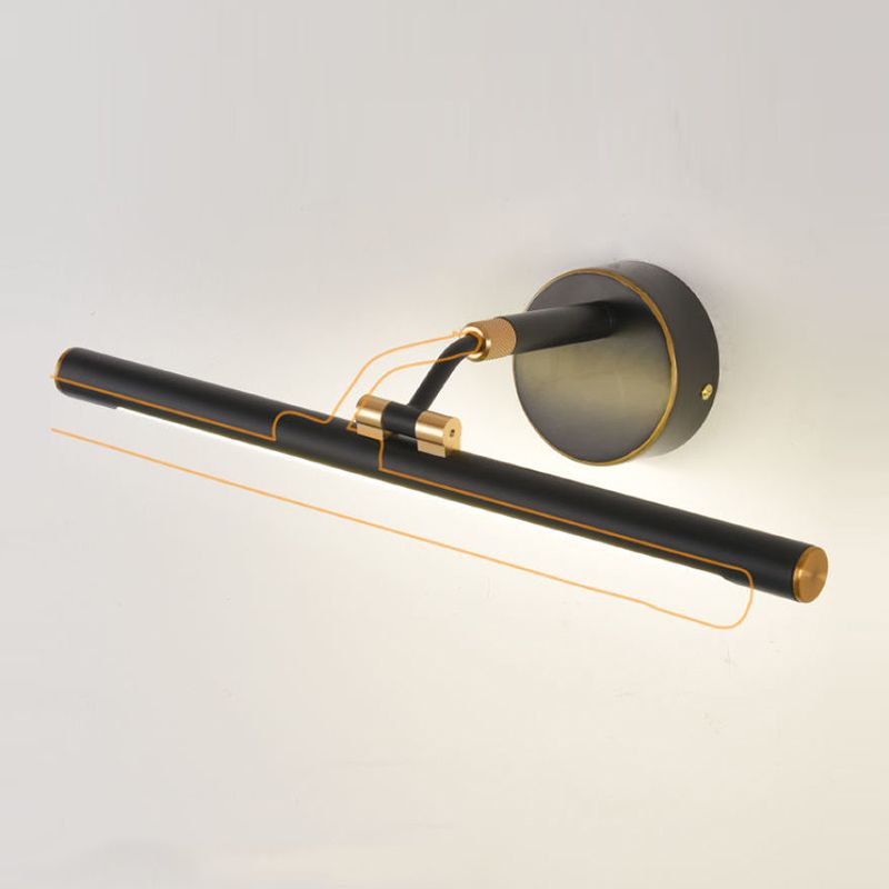 Linear Vanity Light Modern Metal Single Light LED Mirror Light for Bathroom in Black