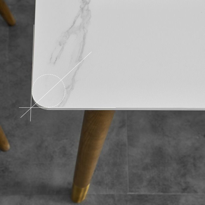 Mesa de comedor de lujo tradicional Mesa de comedor de piedra sinterizada con base de madera maciza