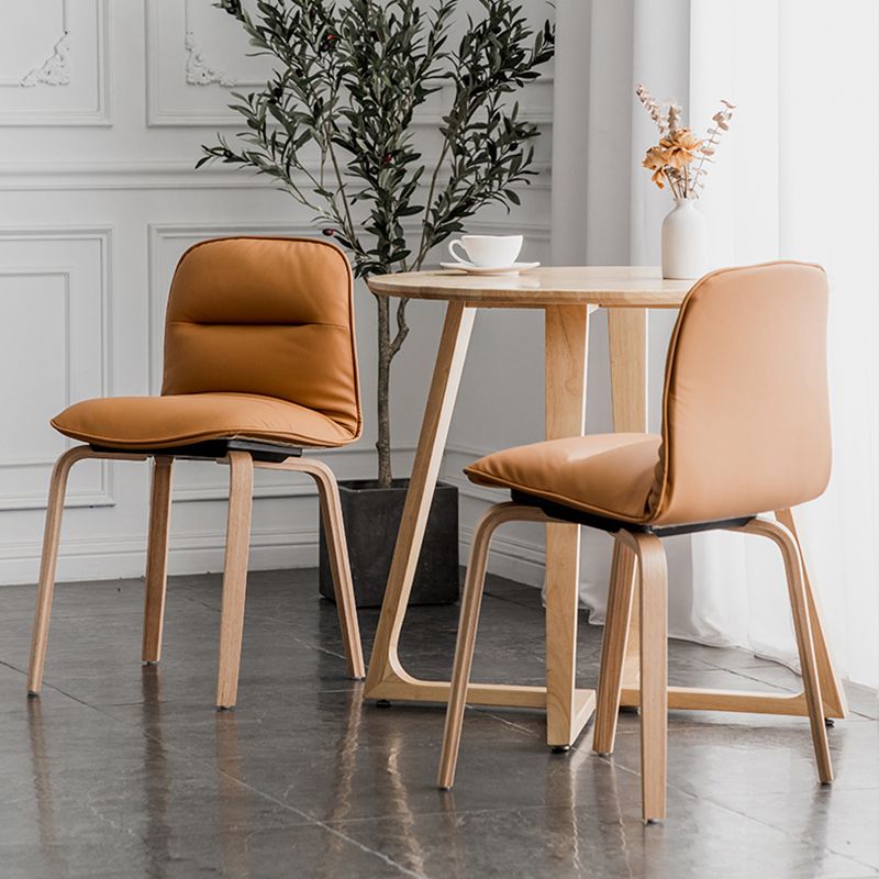 Sillas de comedor escandinavas de piel sintética, silla con respaldo sólido sin brazos