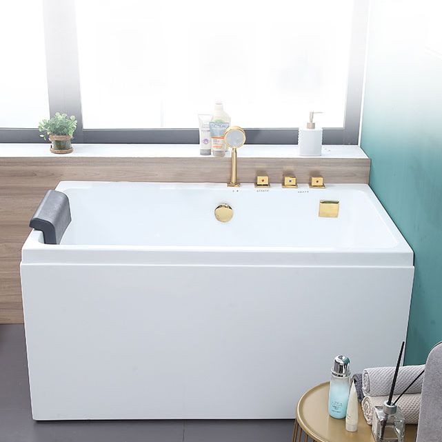 Soaking Bathtub Antique Finish Rectangular Back to Wall Bath
