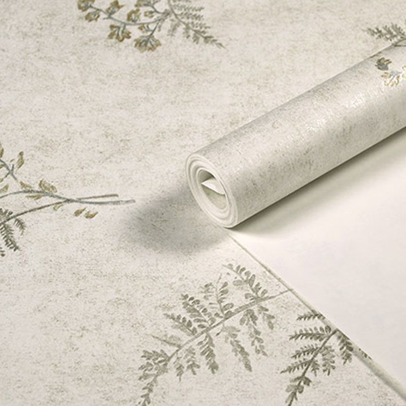 Simple Mimosa and Leaf Wallpaper in Soft Color Living Room Wall Art, 33'L x 20.5"W