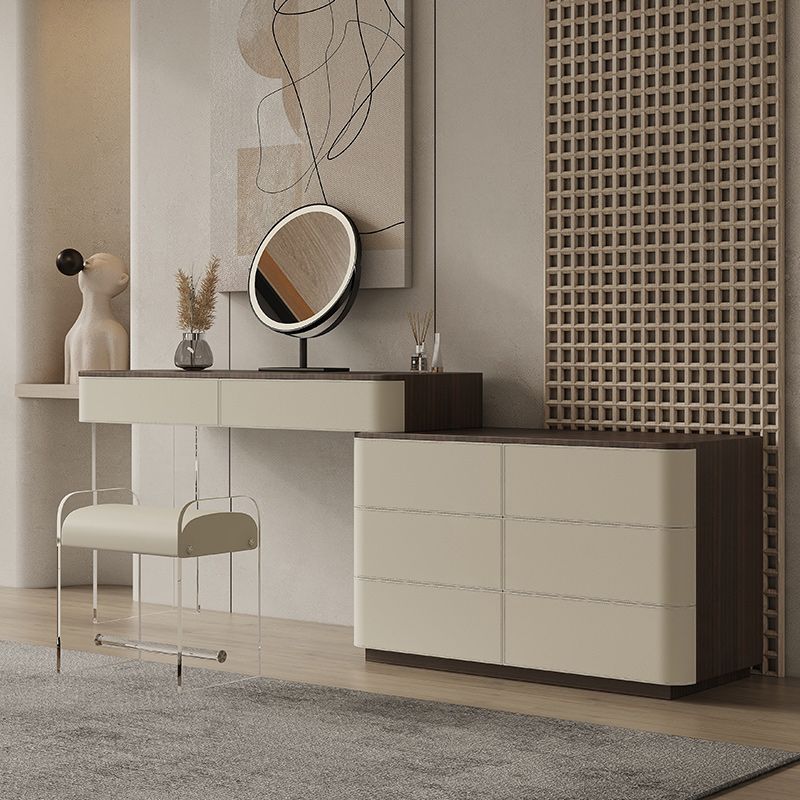 Contemporary Wood Makeup Vanity Table Dresser With Storage 8 Drawers for Bedroom