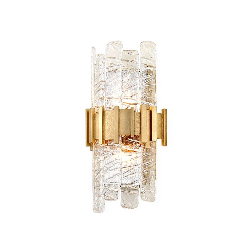 Contemporary Crystal Prism Wall Mount Light 2 Bulbs Wall Lamp in Clear for Living Room
