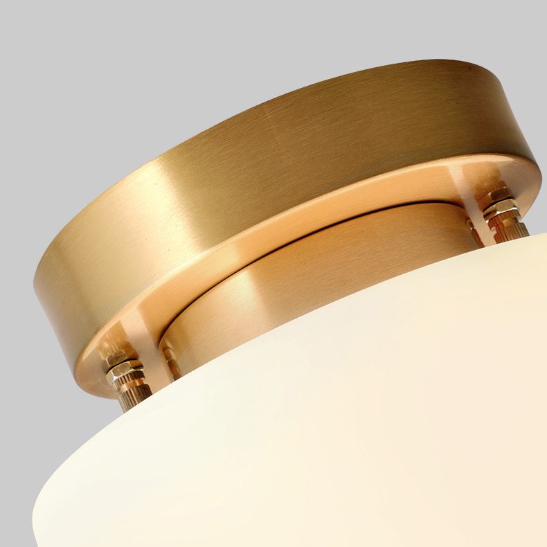 Glass Semi Flush Mount Lighting Cylinder Simple 1 Light Ceiling Fixture