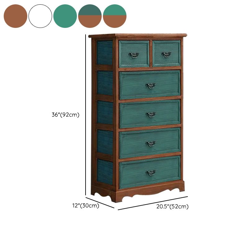 Coastal Solid Wood Lingerie Chest Vertical Storage Chest for Bedroom
