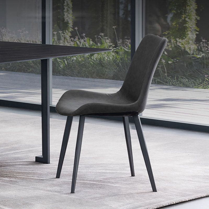 Leather Dining Side Chair Industrial Design Solid Back Dining Side Chairs