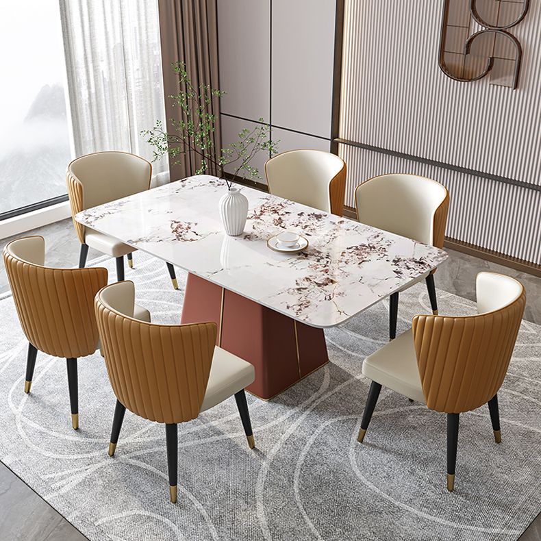 Nordic Glam Style Dining Chairs Armless Side Chairs with Wooden Legs