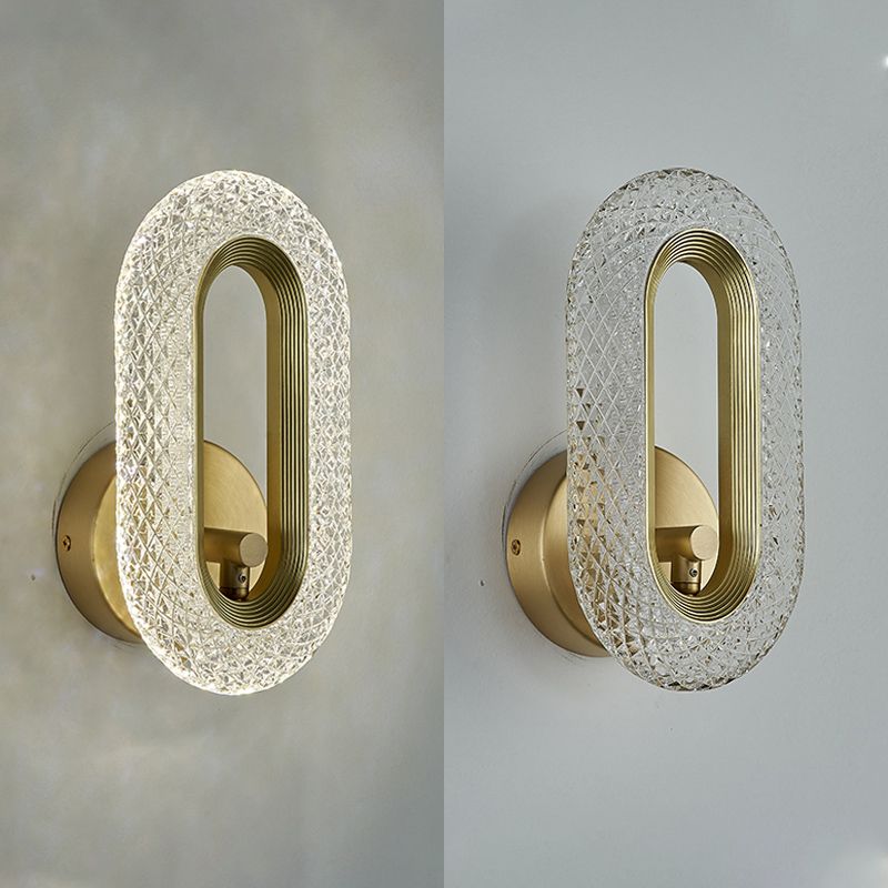 Contemporary Acrylic Wall Mount Lamp Bronze Oval Wall Sconce for Bedroom