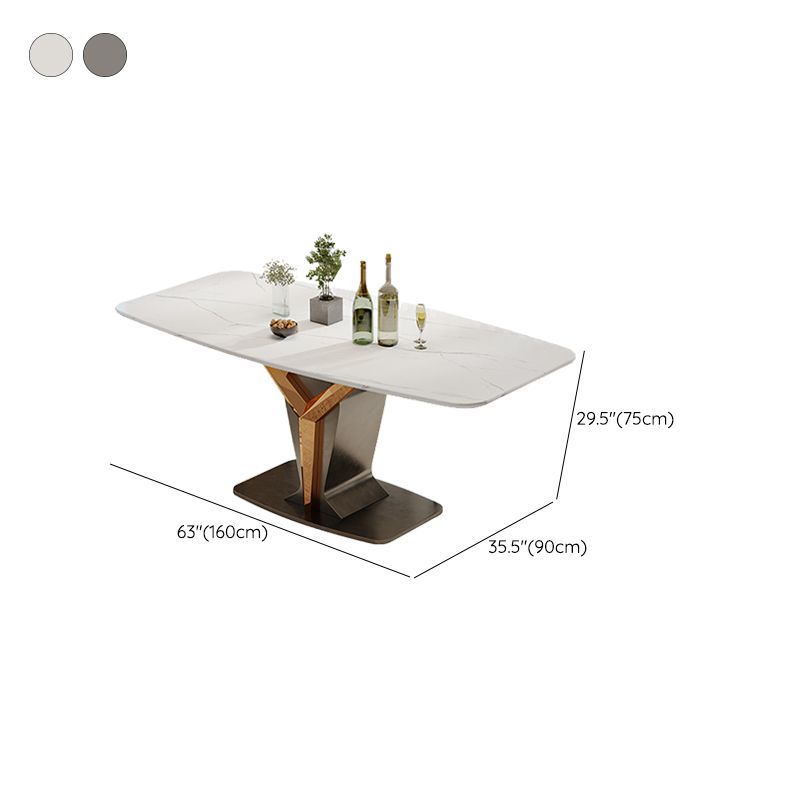 Rectangle Pedestal Dinner Room Kitchen Table Modern Dining Site Table