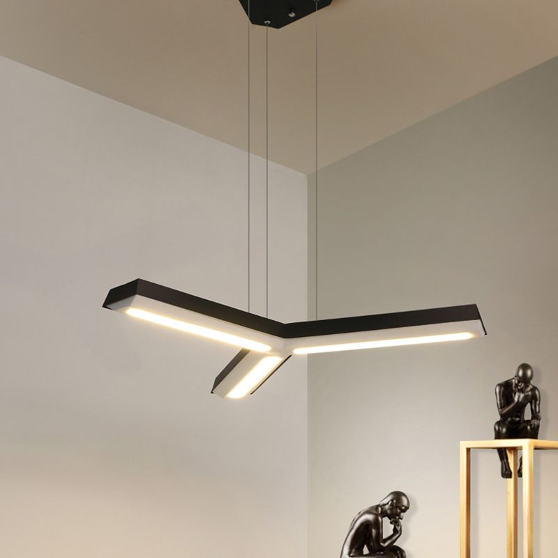 Lámpara colgante moderna 1 de luz con sombra de metal en forma de techo LED en forma de Y para el cargo