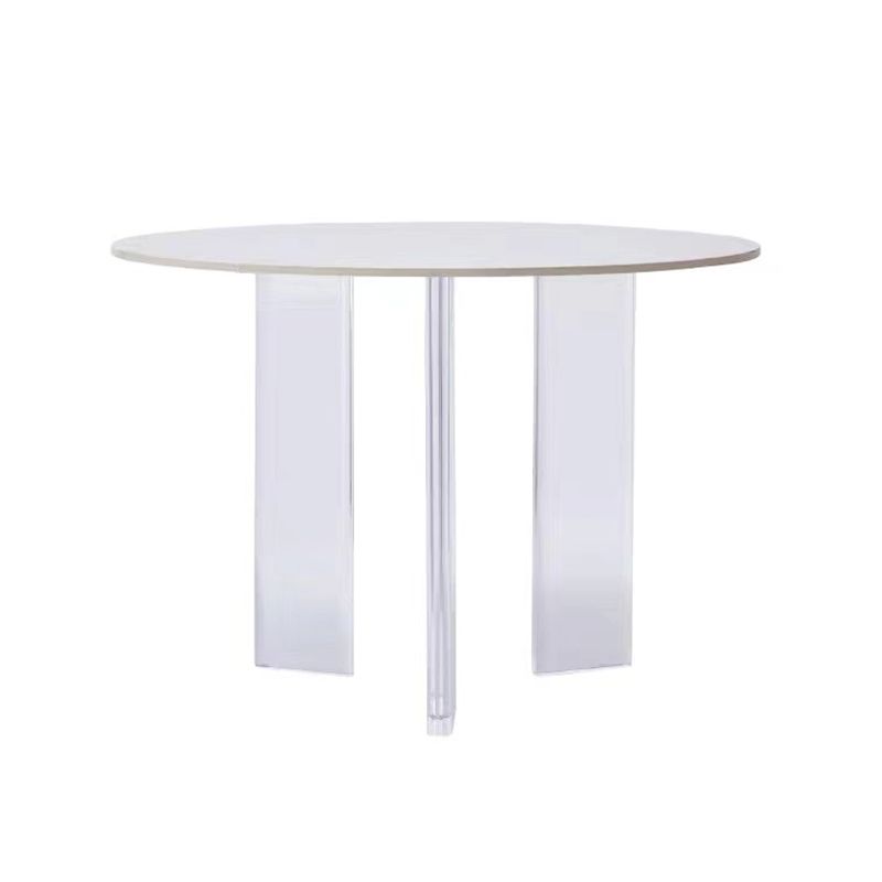 White Stone Dining Table Modern Round Dining Table with Acrylic Legs