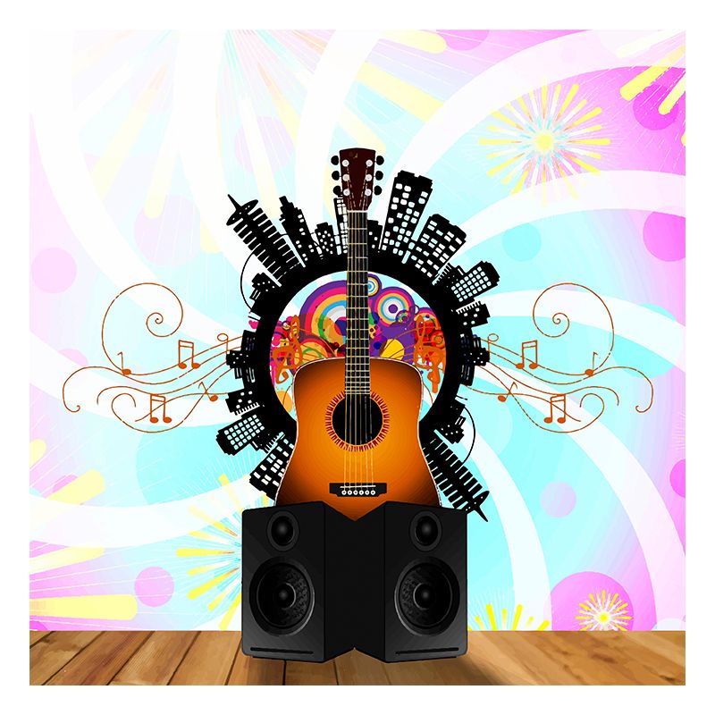 Musical Elements Mildew Resistant Wallpaper Illustration Sleeping Room Wall Mural