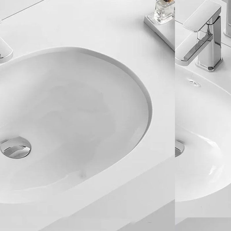 Bathroom Sink Ceramic White Round Anti-spill Sink with Faucet
