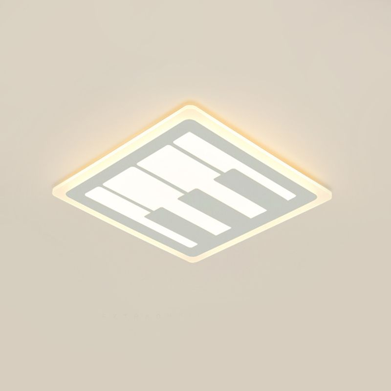 Piano Acrylic Flush Ceiling Light Modern LED White Flush Mount Lighting, Warm/White Light