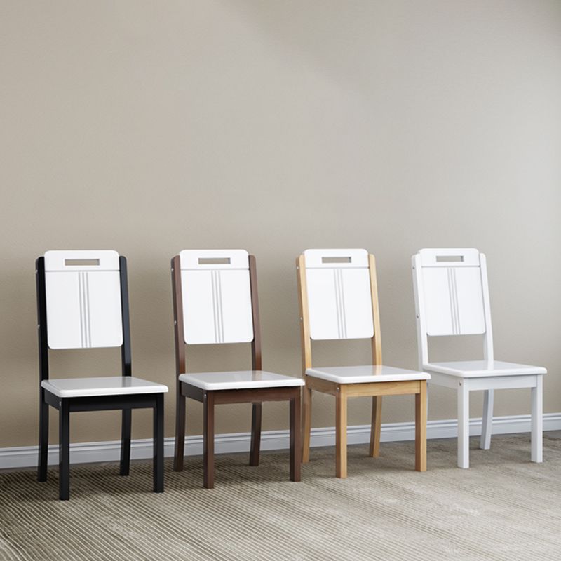 Silla de comedor industrial de madera para el hogar, silla auxiliar de comedor con respaldo abierto y sin brazos (juego de 2)