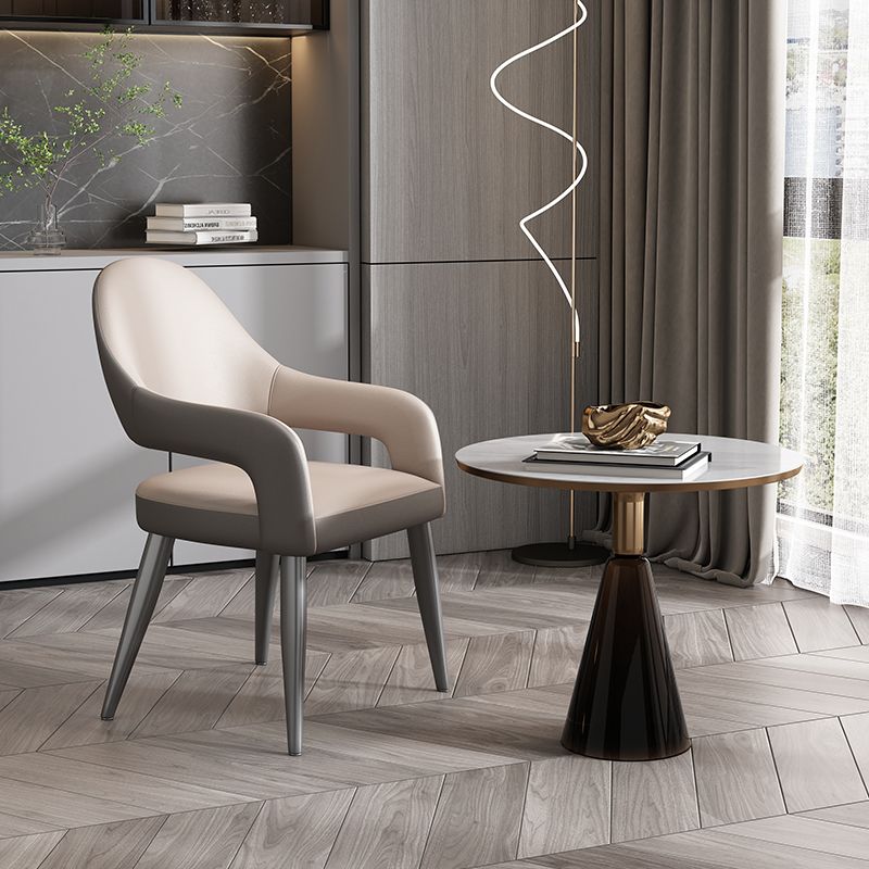 Nordic Style Metal Chair Open Back Dining Arm Chair for Dinning Room