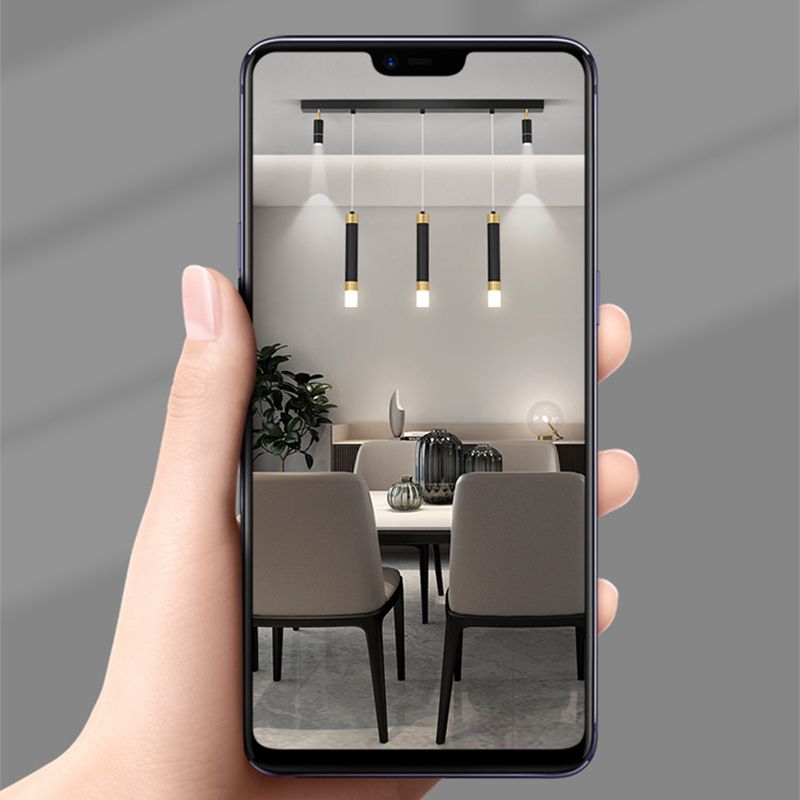 Metal Linear Hanging Lamps Simplicity Pendant Light Fixture in Black