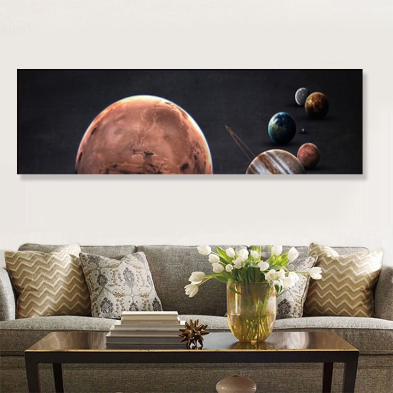 Impression sur toile Grand Planet texturée pour enfants, décoration murale intérieure de maison d'art en couleur claire