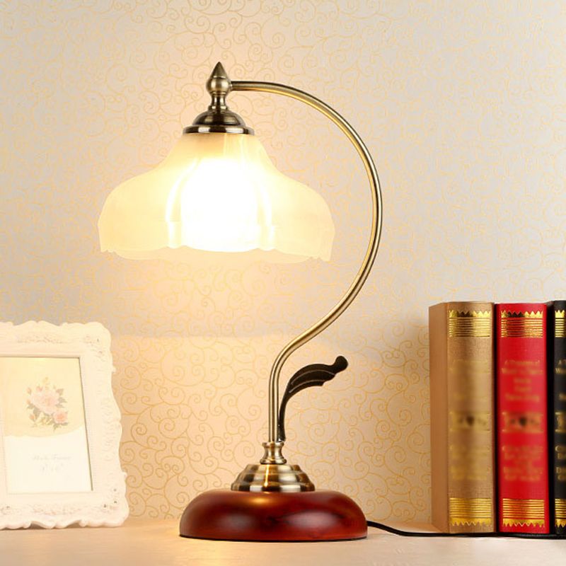 Flower Table Light Modern Nightstand Lamps Wood 1 Light Table Lamp in Gold