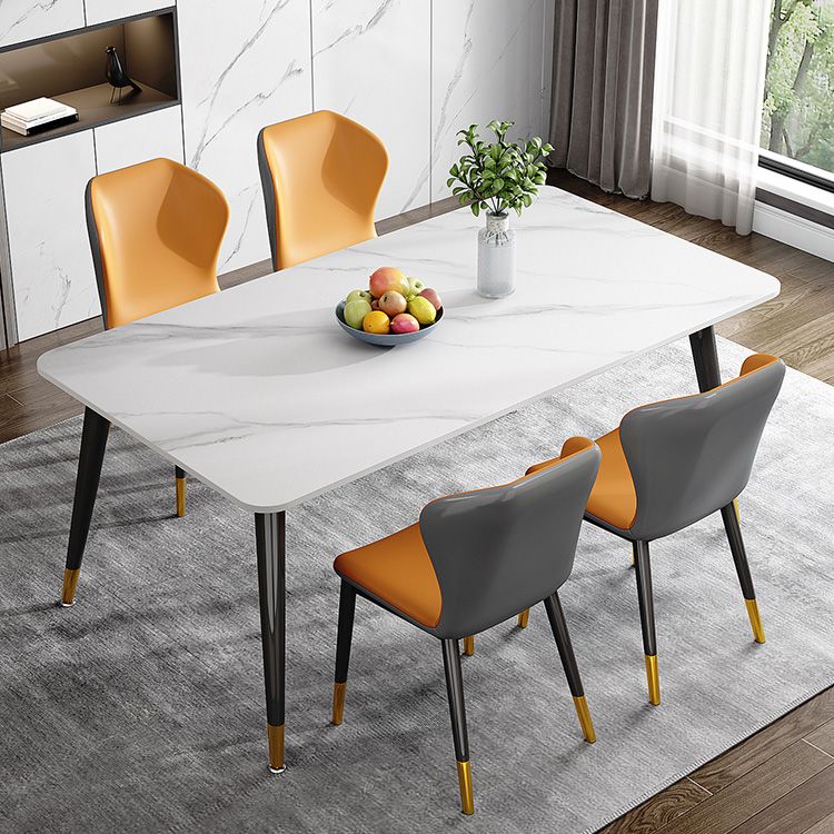 Glam Style Furniture Rectangle Stone Dining Room Table for Kitchen
