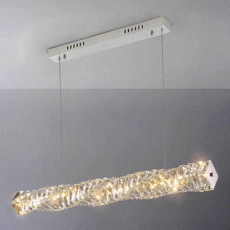 LED Long Linear Crystal Island Lamp Nordic Modern Modern Dining Salle Hanging Light
