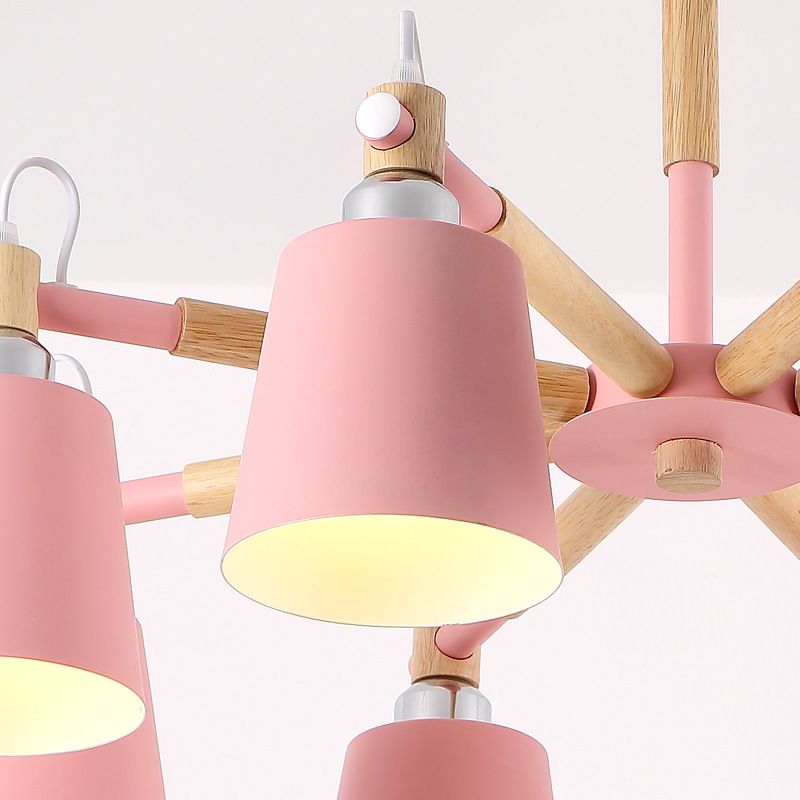 Hölzerne Kegelform Pendelleuchte Leuchte Einfacher Deckenleuchter im Wohnzimmer