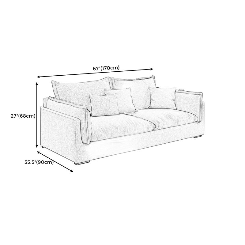 Living Room Gray Stationary Sofa Recessed Arm Standard Cushions Couch