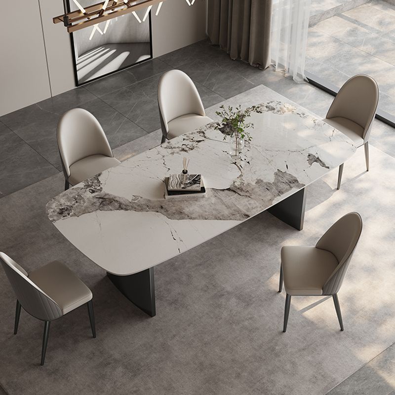 Glossy White Modern Dining Table Set 1/4/5/6 Pcs Dinette Set with Faux Leather Chairs