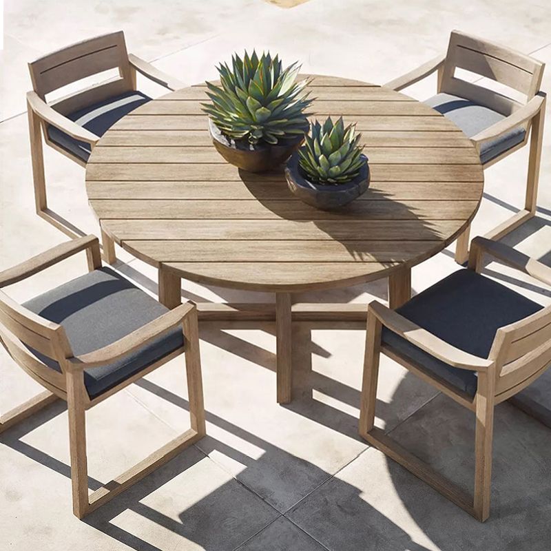 Brown Patio Dining Table Set 1/5/7 Pcs Wood Patio Dining Table and Chairs