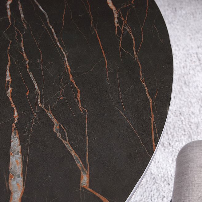 Metal Contemporary Dining Set 1/2/3 Pieces Black Stone Dining Table with Padded Chairs