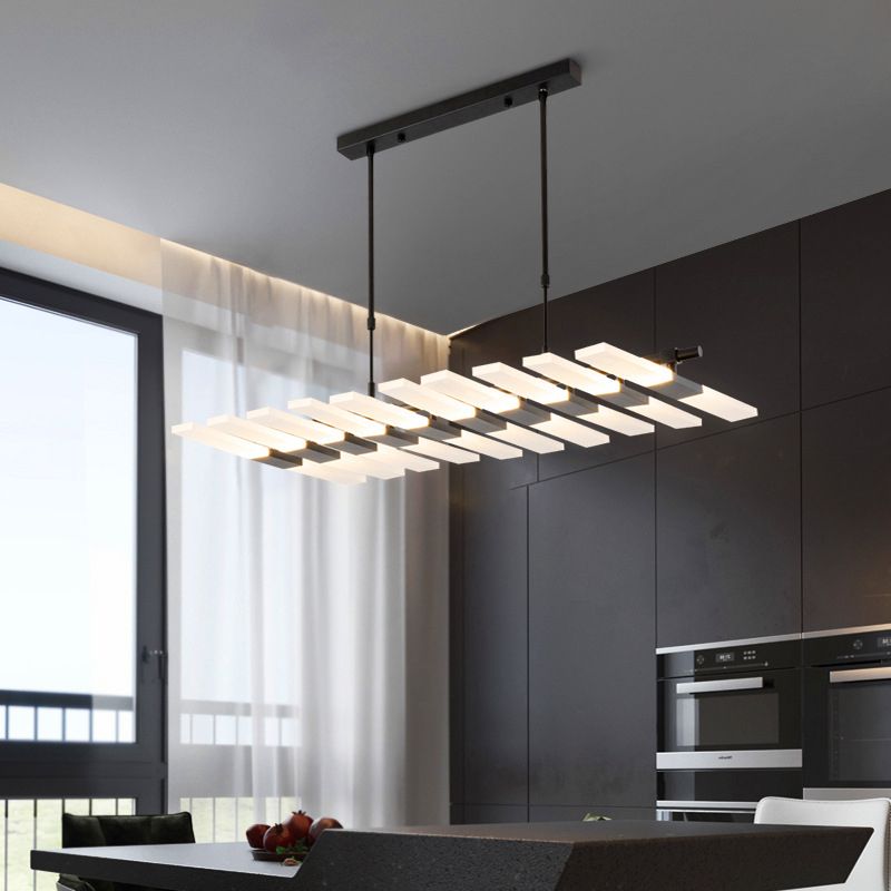 Modern Minimalist Fish Skeleton Island Light Acrylic LED Strip Restaurant Pendant Lighting for Living Room