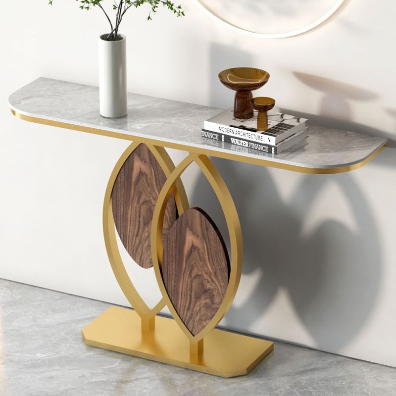 12 inch Wide Modern Accent Table Half Moon Shape Metal Console Table for Hall