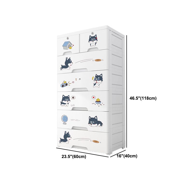 Contemporary Wardrobe White Color Plastic Wardrobe Closet with Drawers