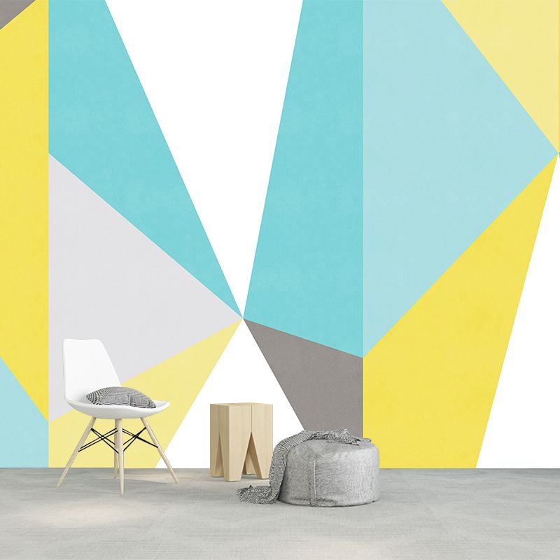 Mid Century Triangle Wall Murals Multicolored Geometric Wall Covering for Living Room
