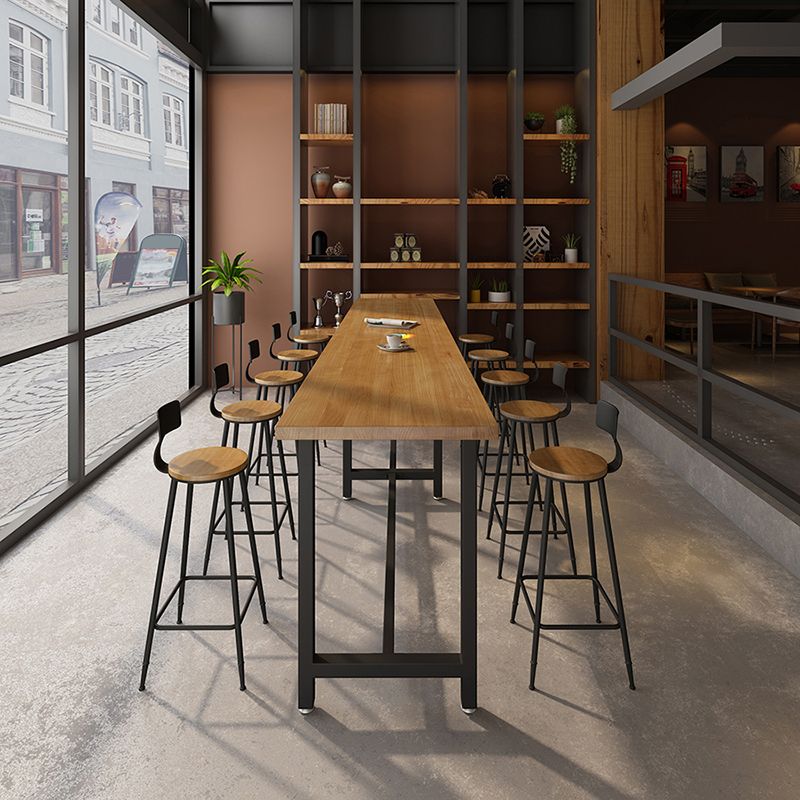 Rectangle Wood Top Counter Table Industrial Style Bar Table for Restaurant