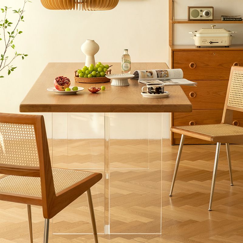 Modern Rectangular Table Solid Wood Dining Room Table in Natural