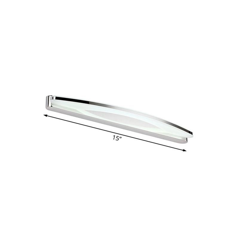 Modernism Slim Metal Vanity Lighting with Oval Shade 15"/21" Dia LED Wall Light Sconce in Chrome, Warm/White Light