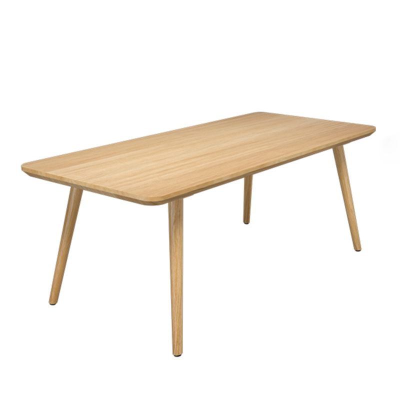 Contemporary Kitchen Khaki Dining Table Solid Wood Rectangle Dining Table with 4 Legs Base