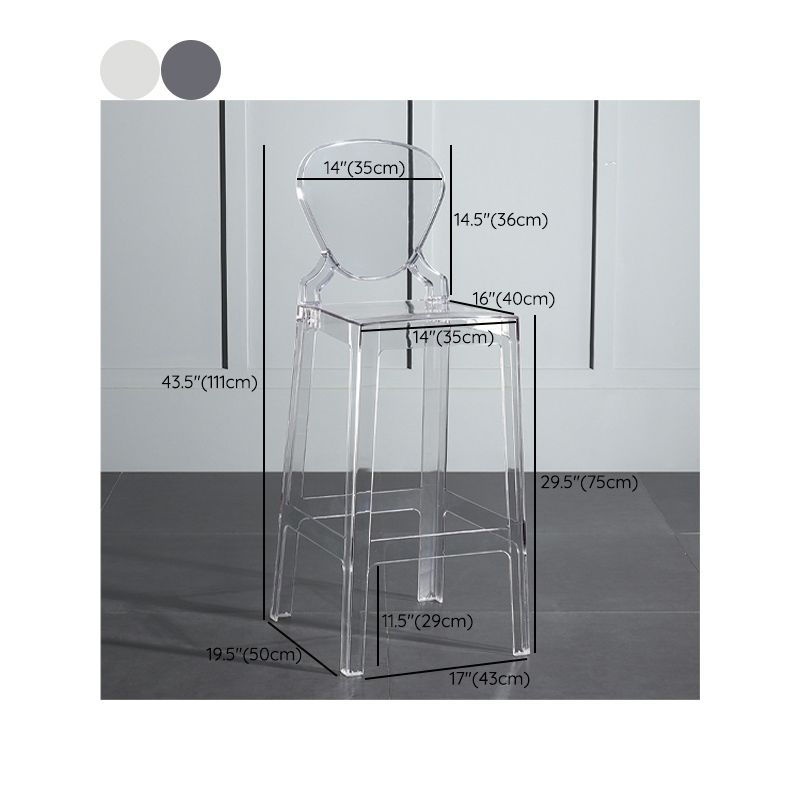 Footrest Furniture Modern Style Plastic Low Back Counter Stool with 4 Legs