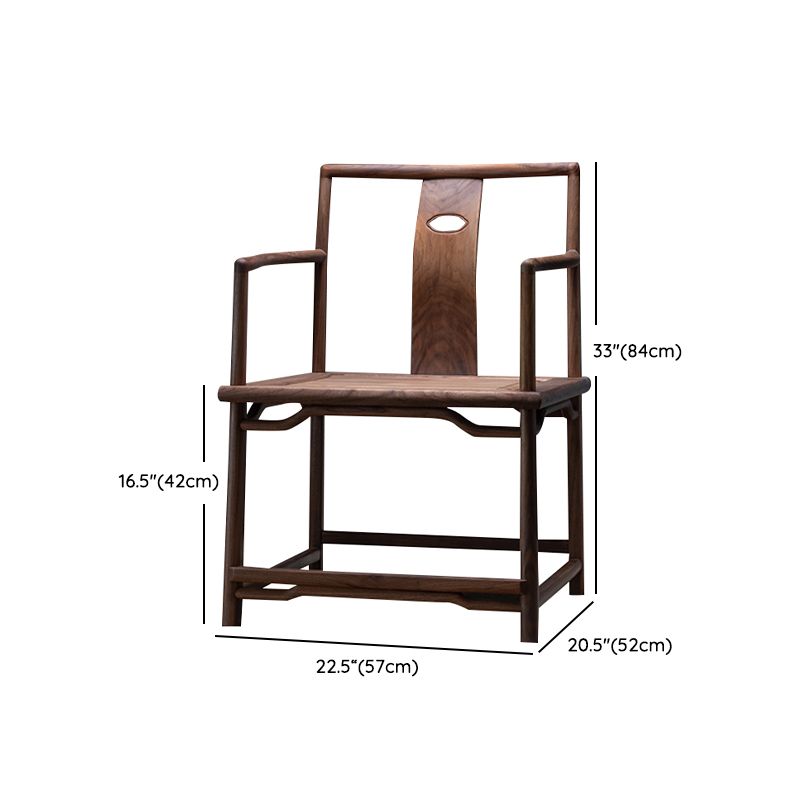 Traditional Slat Back Dining Arm Chair Solid Wood Arm Chair for Home