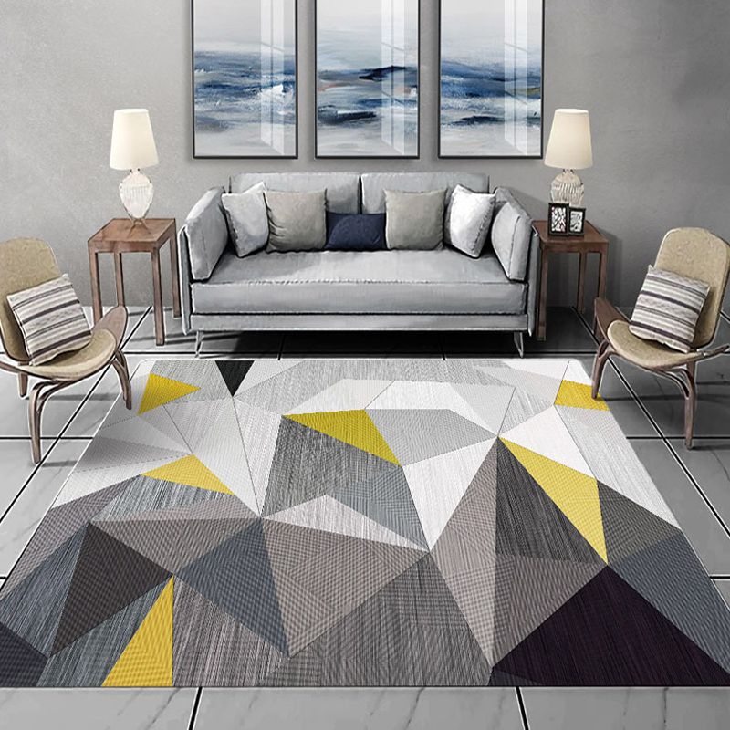 Multicolor Geometric Pattern Rug Polyester Simple Rug Washable Pet Friendly Carpet Area Rug for Living Room