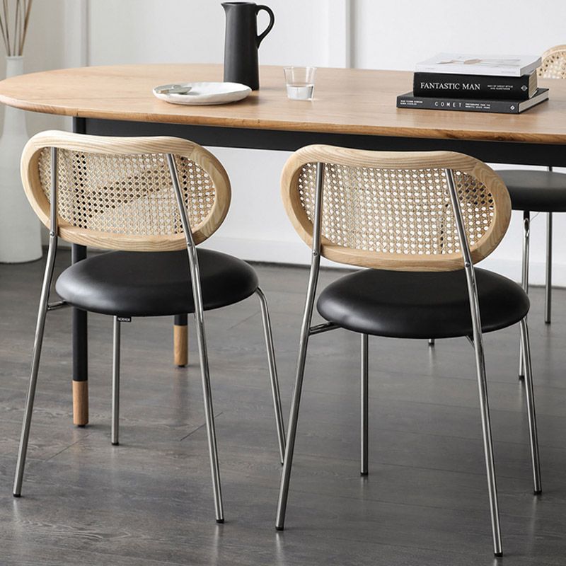 Faux Leather Side Chair Nordic Open Back Side Chair for Home