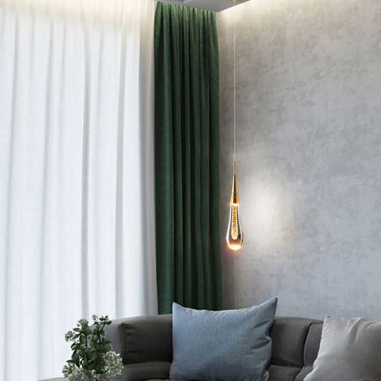 Luce a ciondolo a led lacrima oro in moderna luce in alluminio in alluminio in alluminio con tonalità di cristallo