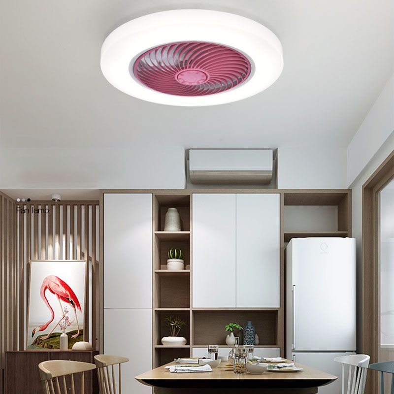 Moderne kreative LED -Deckenventilator Leichte schmiedeeisere kreisförmige Flush -Halterung mit Acrylschatten