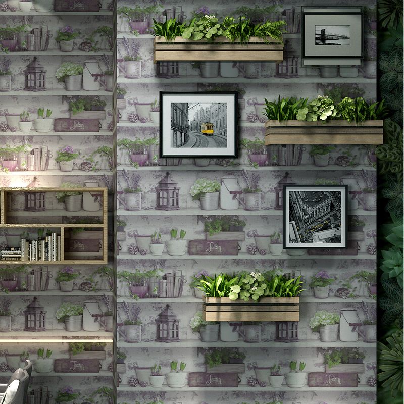 Fresh Plants Store Non-Pasted Wallpaper, 20.5 in x 33 ft, Pastel Purple