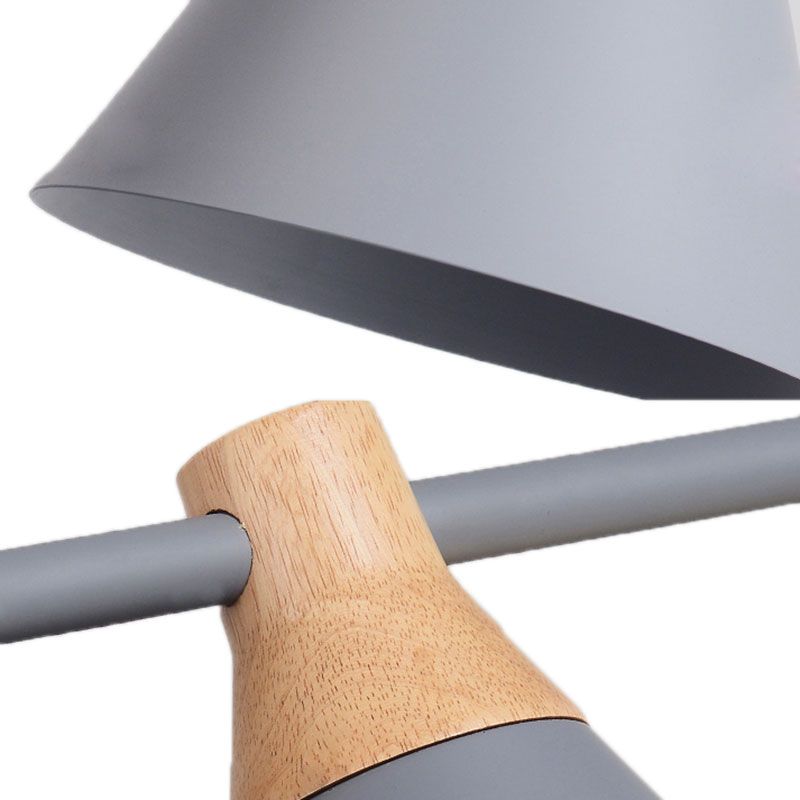 Triple Light Cone Shade Island Lighting Nordic Metal Hanging Chandelier in Green/Grey/Yellow for Kitchen