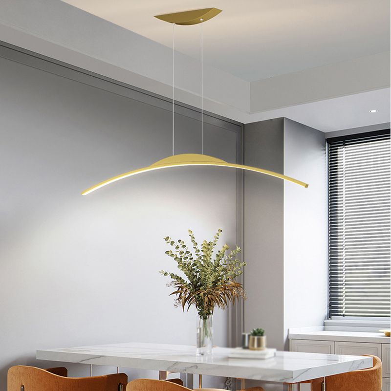 Linear Shape Metal Island Chandelier Modern Style 1-Light Island Ceiling Light